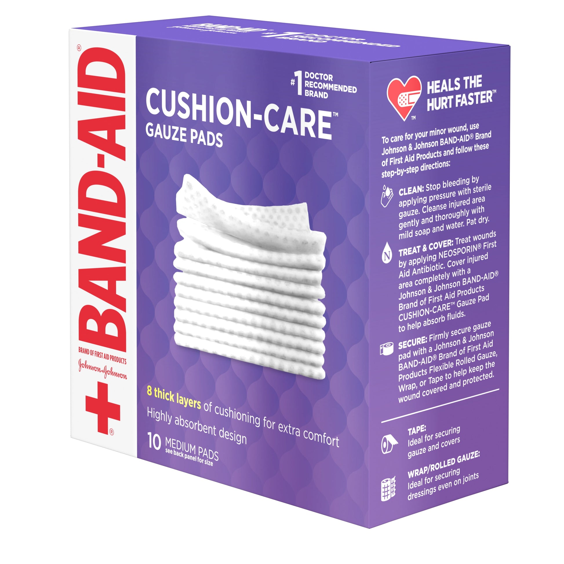 Brand Cushion Care Gauze Pads, Medium, 3 in X 3 In, 10 Ct (Pack of 4)